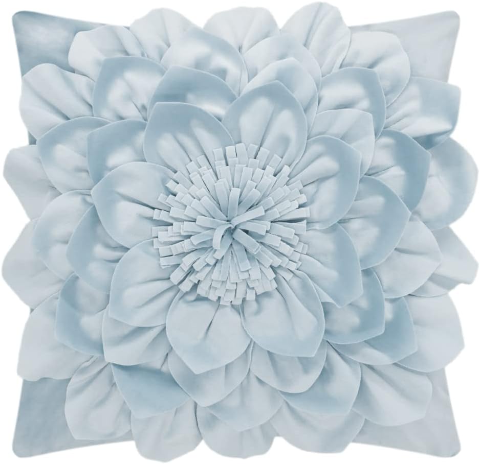 3D Flower Decorative Throw Pillow Covers Floral Pillow Shams Soft Velvet Pillowcases Home Sofa Car Bed Room Decor 18 x 18 Inches Cream White