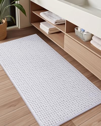 Color&Geometry Chenille Pile Large Bathroom Rugs Upgraded Denser, 24"x36" Non Slip Absorbent Black Bath Mats for Bathroom Thin Fit Under Door, Washable Quick Dry