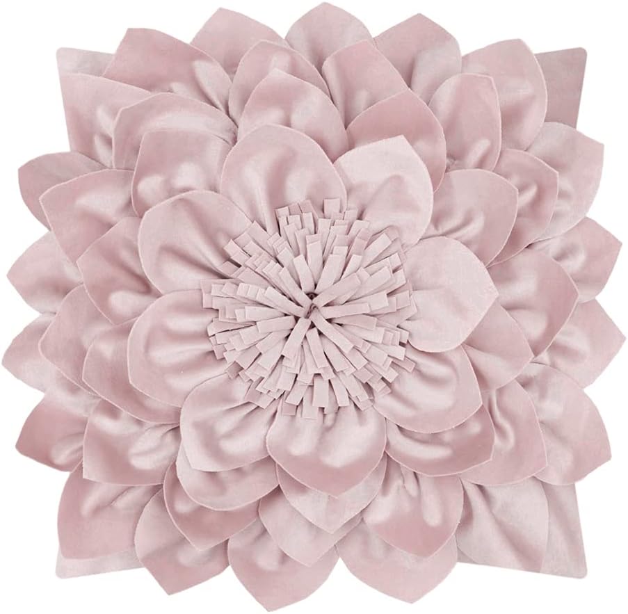 3D Flower Decorative Throw Pillow Covers Floral Pillow Shams Soft Velvet Pillowcases Home Sofa Car Bed Room Decor 18 x 18 Inches Cream White