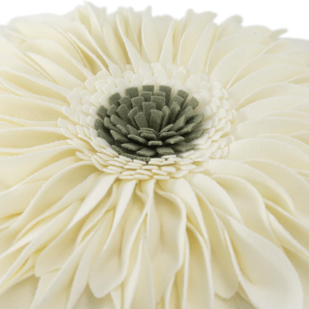 3D Sunflower Handmade Throw Pillow Covers Decorative Floral Pillowcases Cushion Covers for Couch Living Room Home Decor Creamy White 18x18 Inches