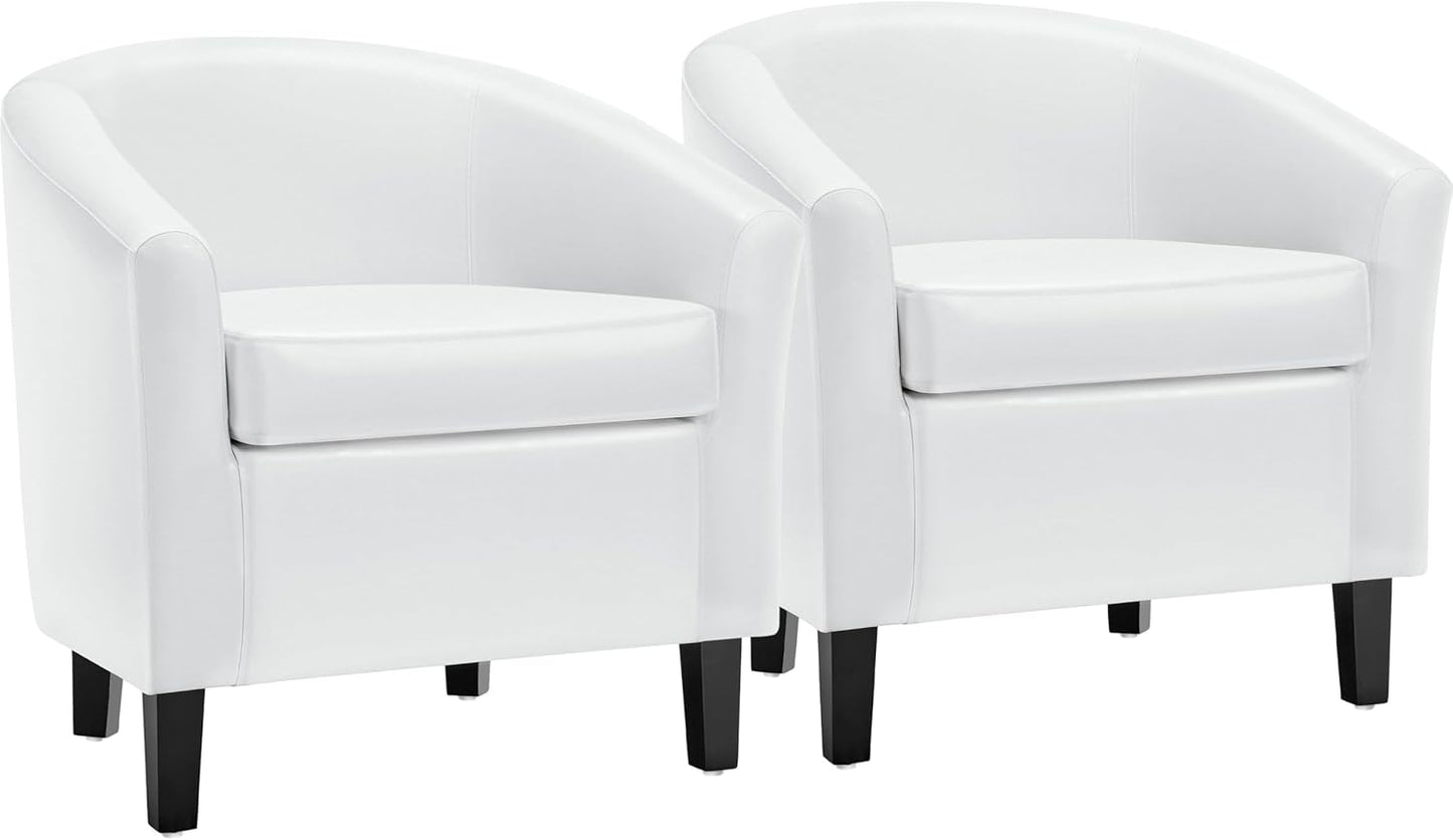 Yaheetech Barrel Chairs Set of 2, Faux Leather Club Armchairs, PU Leather Accent Chairs with Soft Padded Seat for Living Room Bedroom Waiting Reading Room, Black