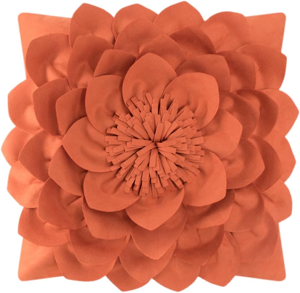3D Flower Decorative Throw Pillow Covers Floral Pillow Shams Soft Velvet Pillowcases Home Sofa Car Bed Room Decor 18 x 18 Inches Cream White