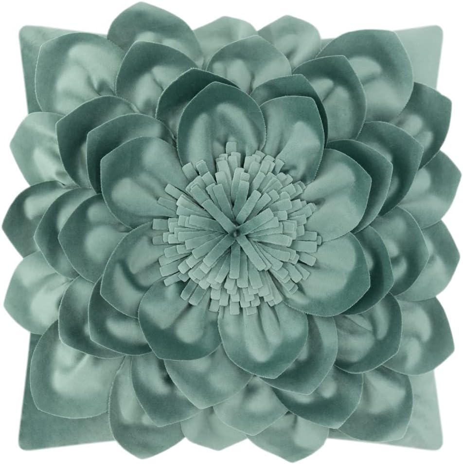 3D Flower Decorative Throw Pillow Covers Floral Pillow Shams Soft Velvet Pillowcases Home Sofa Car Bed Room Decor 18 x 18 Inches Cream White