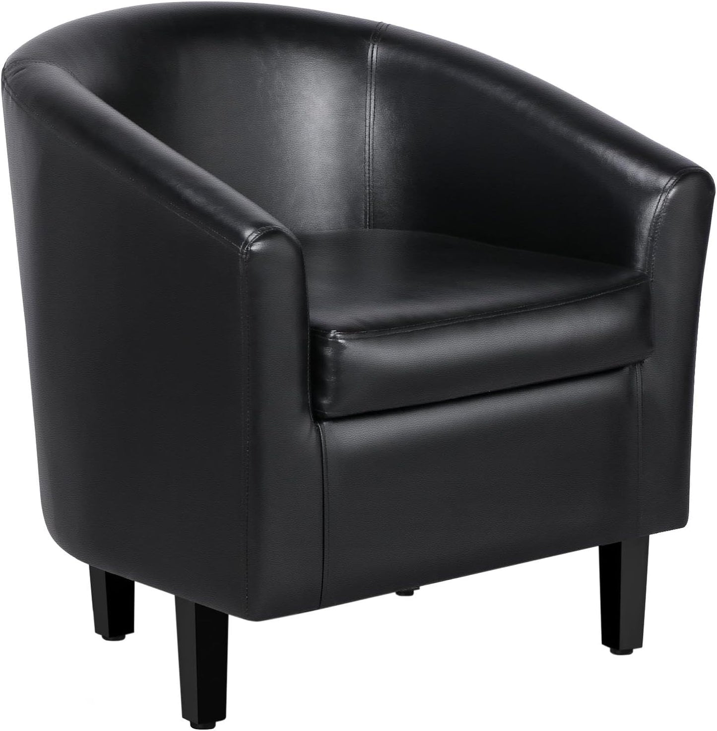 Yaheetech Barrel Chairs Set of 2, Faux Leather Club Armchairs, PU Leather Accent Chairs with Soft Padded Seat for Living Room Bedroom Waiting Reading Room, Black