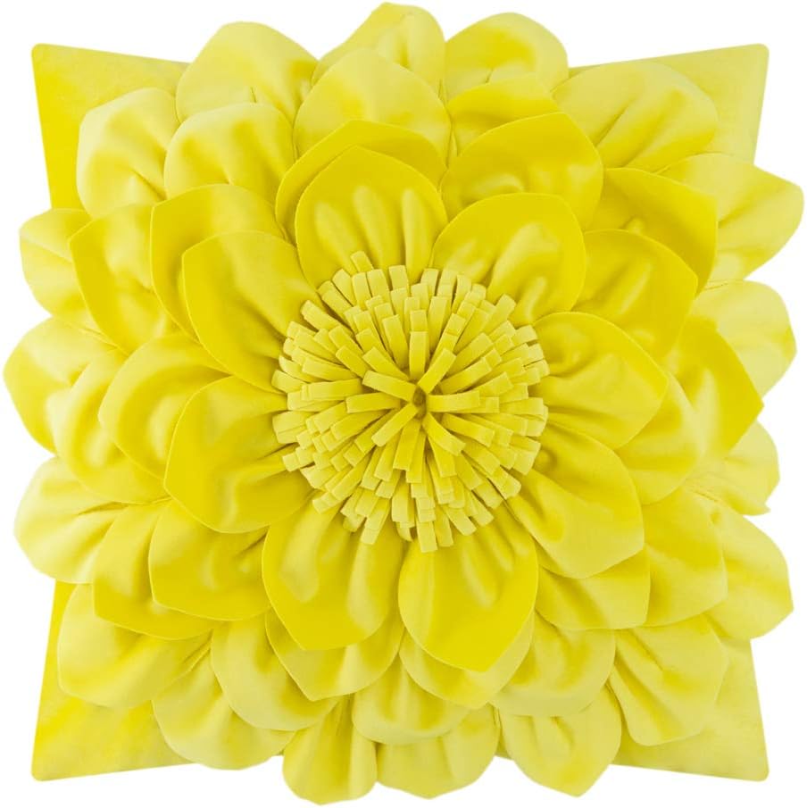 3D Flower Decorative Throw Pillow Covers Floral Pillow Shams Soft Velvet Pillowcases Home Sofa Car Bed Room Decor 18 x 18 Inches Cream White