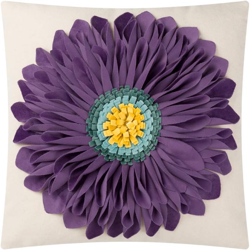 3D Sunflower Handmade Throw Pillow Covers Decorative Floral Pillowcases Cushion Covers for Couch Living Room Home Decor Creamy White 18x18 Inches