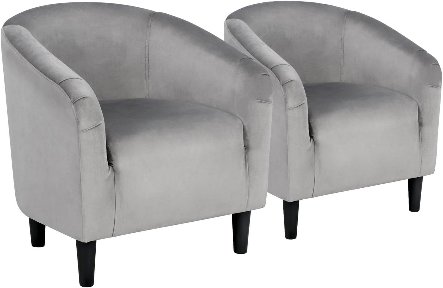 Yaheetech Accent Barrel Chair, Corduroy Fabric Club Chair, Furry Sherpa Elegant Armchair with Cozy Soft Padded for Living Room Bedroom Reception Room Office, Set of 2, Light Gray