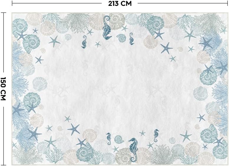 Artoid Mode Coral Starfish Whelks Summer Area Rug, Seasonal Home Decor Low-Profile Washable Area Rugs for Bedroom Living Room Laundry Room Dining Room Kids Nursery Indoor 5x7 Feet