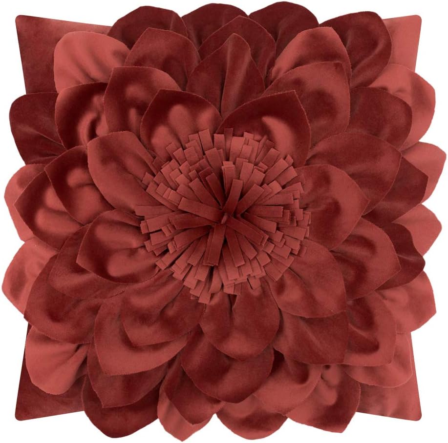 3D Flower Decorative Throw Pillow Covers Floral Pillow Shams Soft Velvet Pillowcases Home Sofa Car Bed Room Decor 18 x 18 Inches Cream White