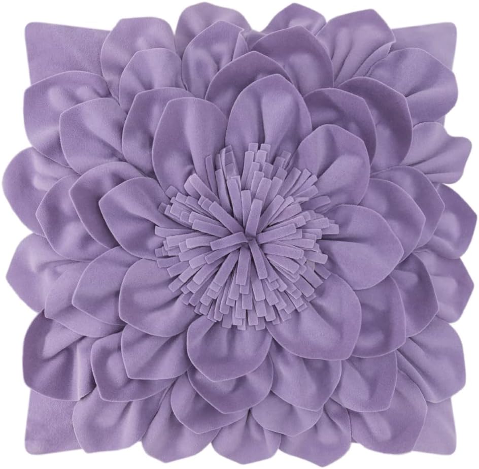 3D Flower Decorative Throw Pillow Covers Floral Pillow Shams Soft Velvet Pillowcases Home Sofa Car Bed Room Decor 18 x 18 Inches Cream White