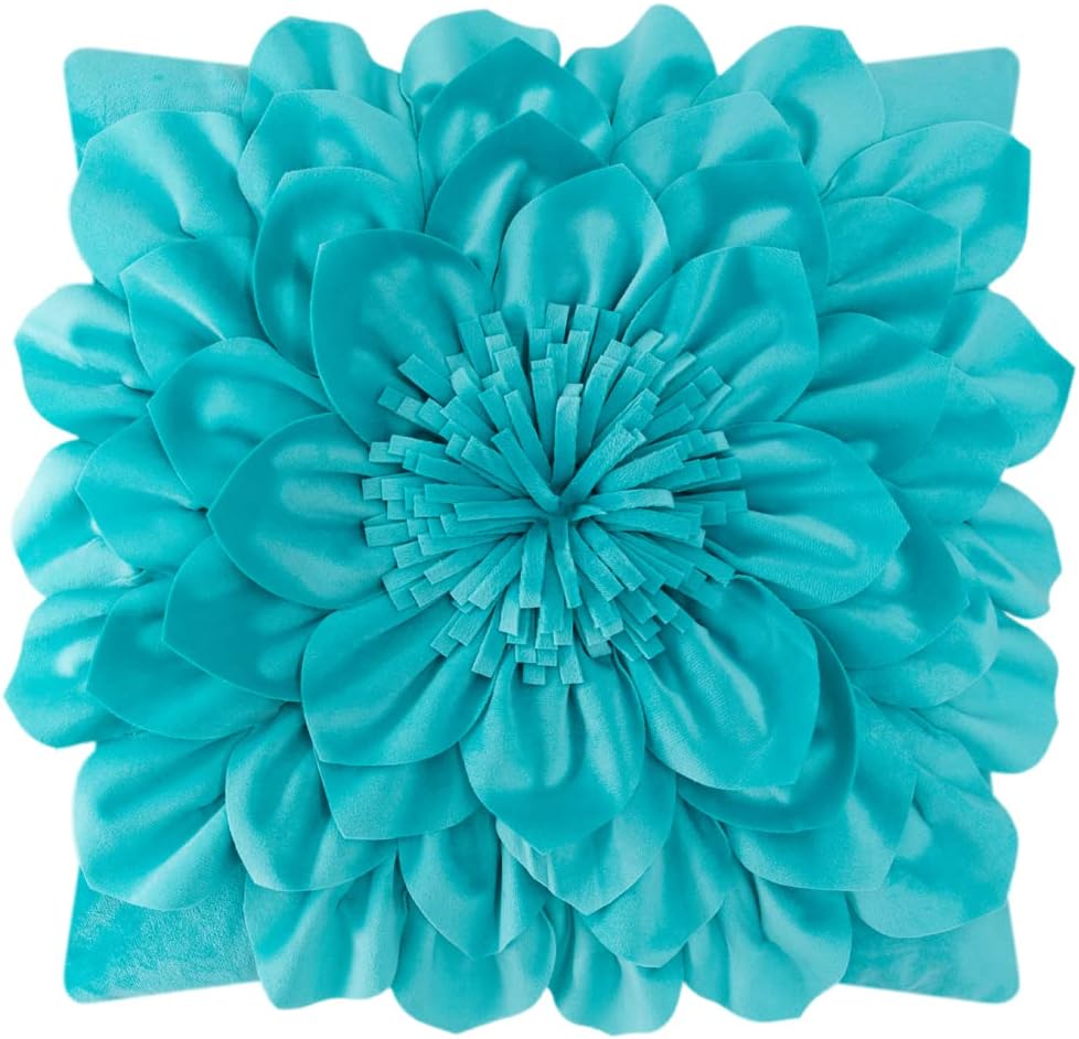 3D Flower Decorative Throw Pillow Covers Floral Pillow Shams Soft Velvet Pillowcases Home Sofa Car Bed Room Decor 18 x 18 Inches Cream White