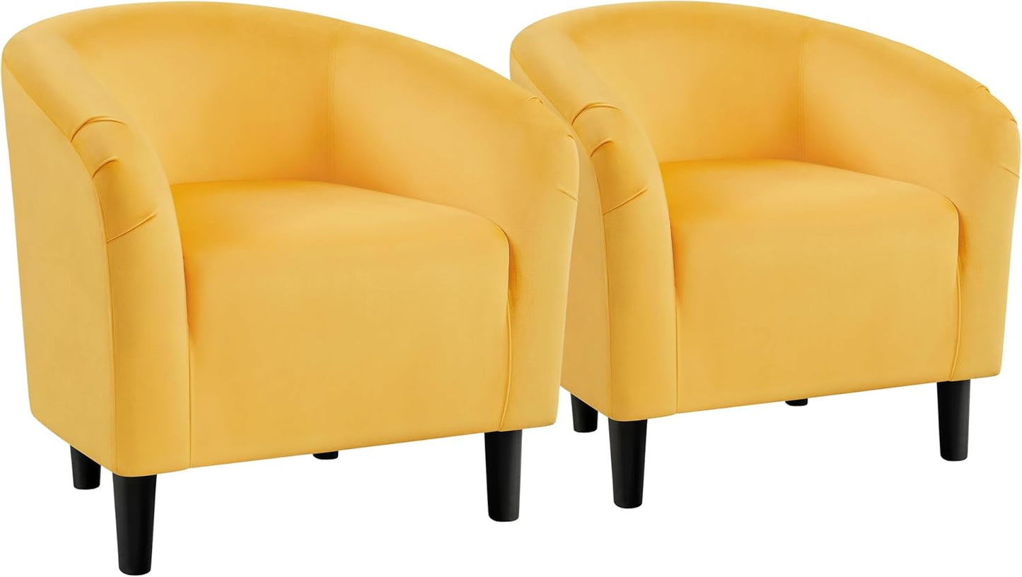 Yaheetech Accent Barrel Chair, Corduroy Fabric Club Chair, Furry Sherpa Elegant Armchair with Cozy Soft Padded for Living Room Bedroom Reception Room Office, Set of 2, Light Gray