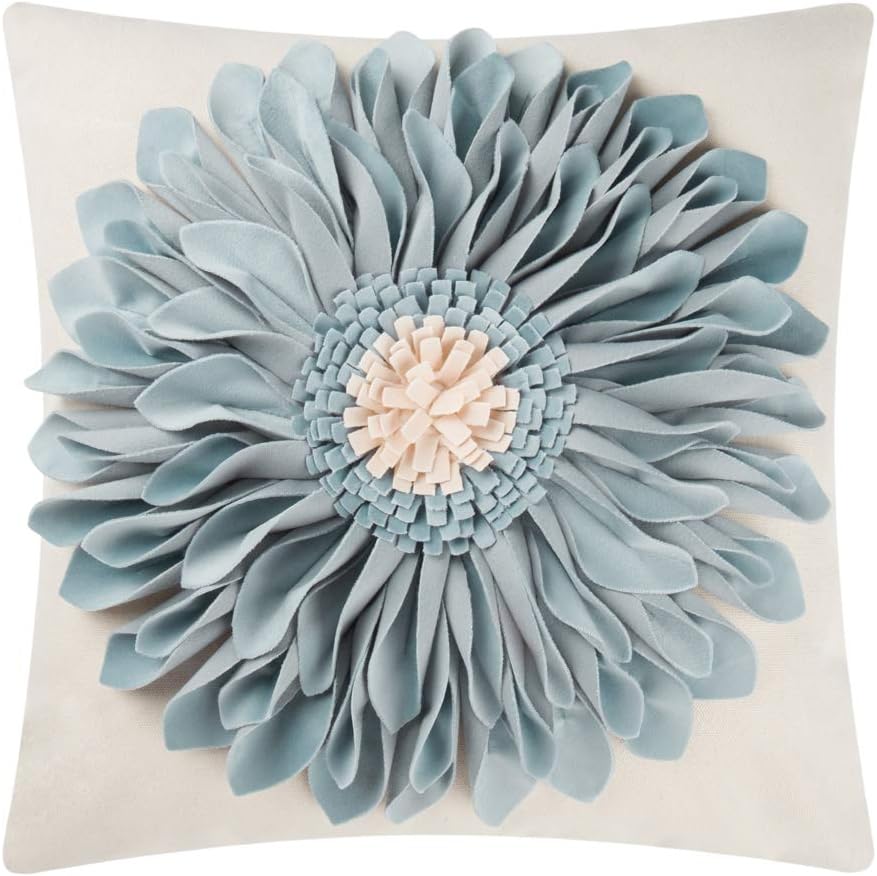 3D Sunflower Handmade Throw Pillow Covers Decorative Floral Pillowcases Cushion Covers for Couch Living Room Home Decor Creamy White 18x18 Inches