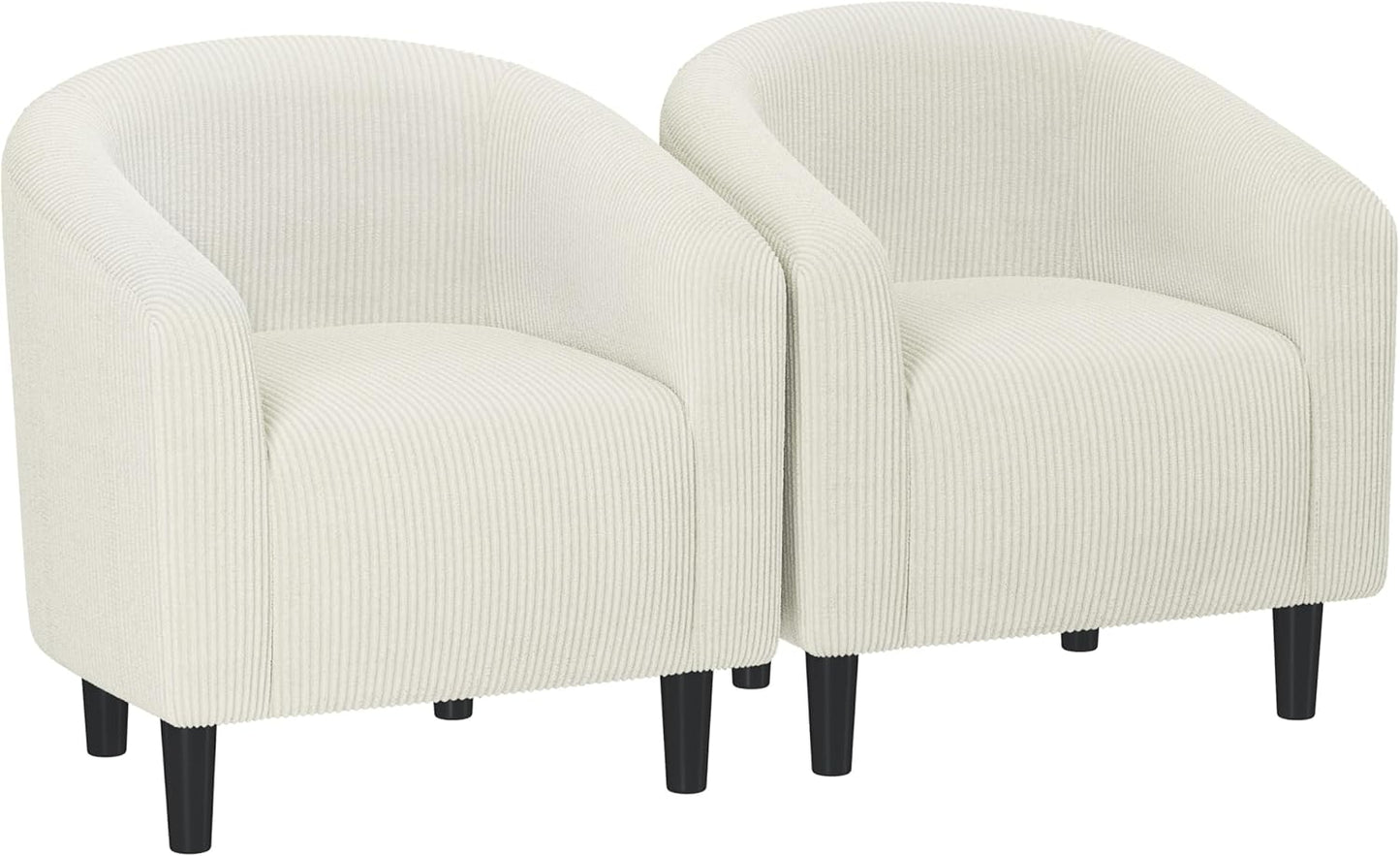 Yaheetech Accent Barrel Chair, Corduroy Fabric Club Chair, Furry Sherpa Elegant Armchair with Cozy Soft Padded for Living Room Bedroom Reception Room Office, Set of 2, Light Gray