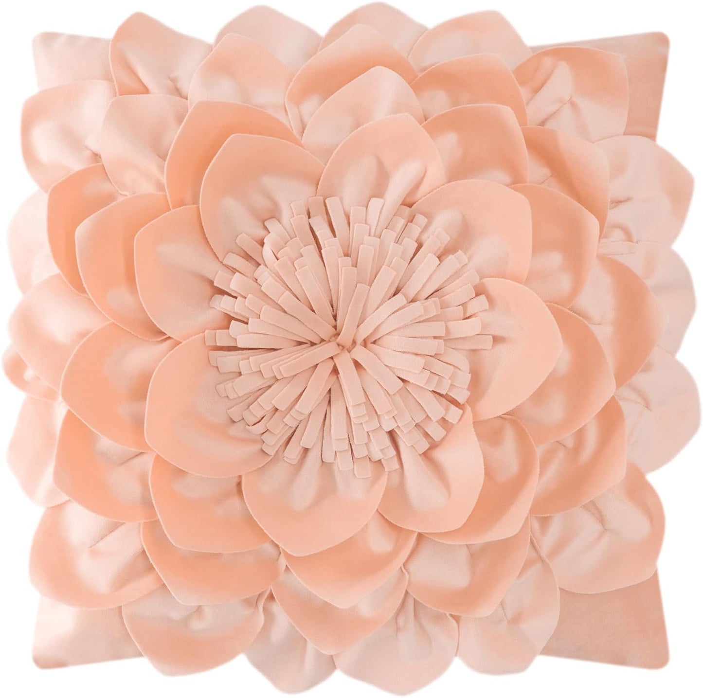 3D Flower Decorative Throw Pillow Covers Floral Pillow Shams Soft Velvet Pillowcases Home Sofa Car Bed Room Decor 18 x 18 Inches Cream White