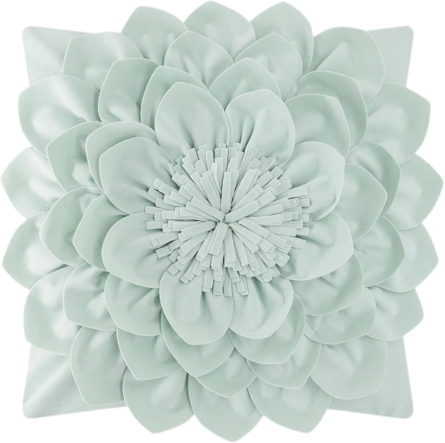3D Flower Decorative Throw Pillow Covers Floral Pillow Shams Soft Velvet Pillowcases Home Sofa Car Bed Room Decor 18 x 18 Inches Cream White