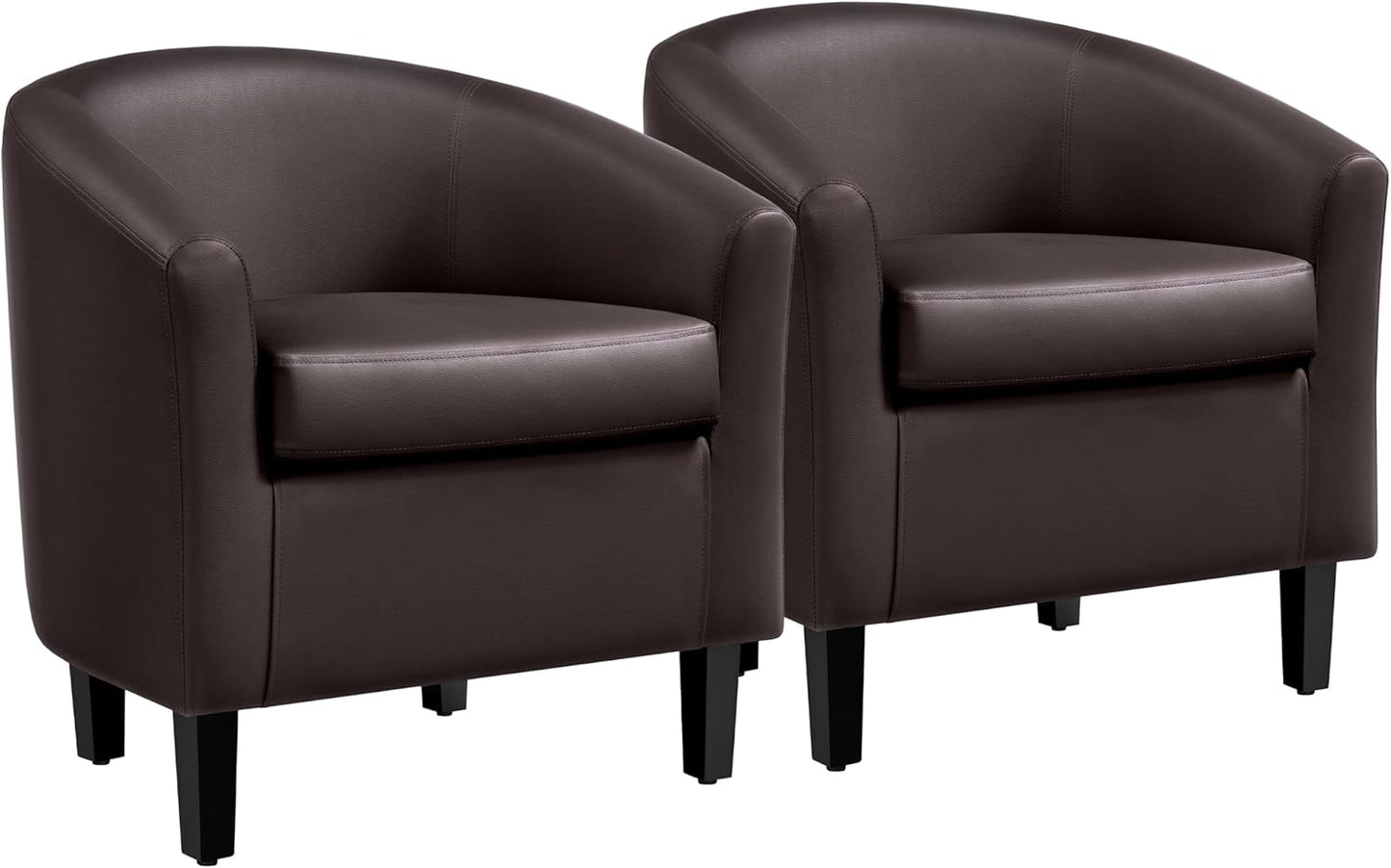Yaheetech Barrel Chairs Set of 2, Faux Leather Club Armchairs, PU Leather Accent Chairs with Soft Padded Seat for Living Room Bedroom Waiting Reading Room, Black