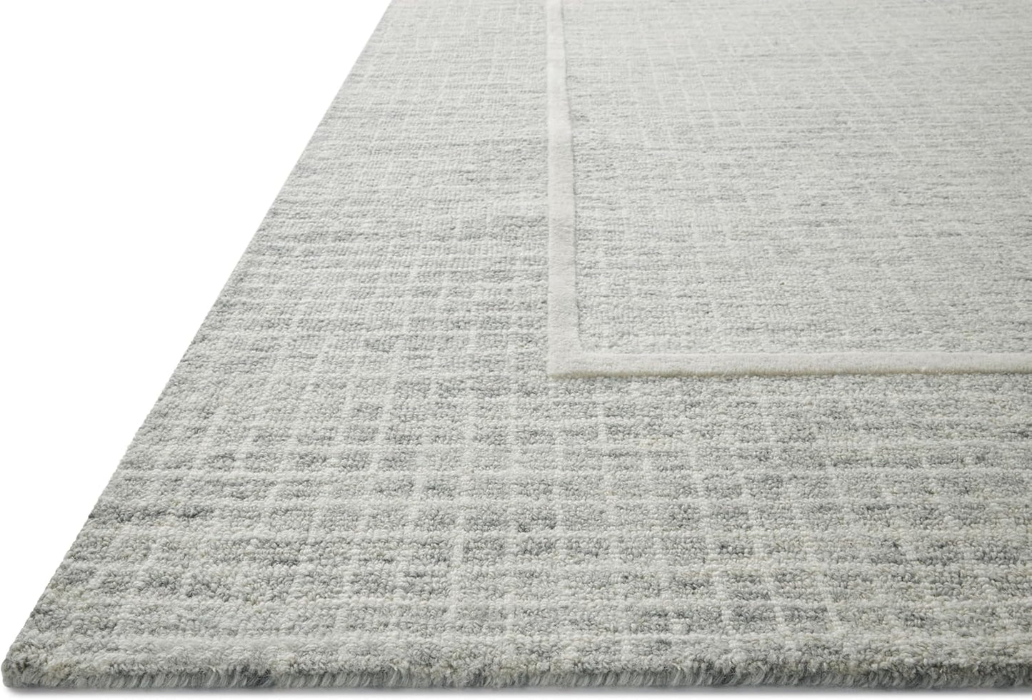 Loloi Chris Loves Julia Briggs Collection, Mist & Ivory, 5'-0" x 7'-6" Area Rug – Minimal Gritted Design Area Rugs for Living Room Bedroom Entryway & Hallway No Shed High Traffic Home Decor Rug