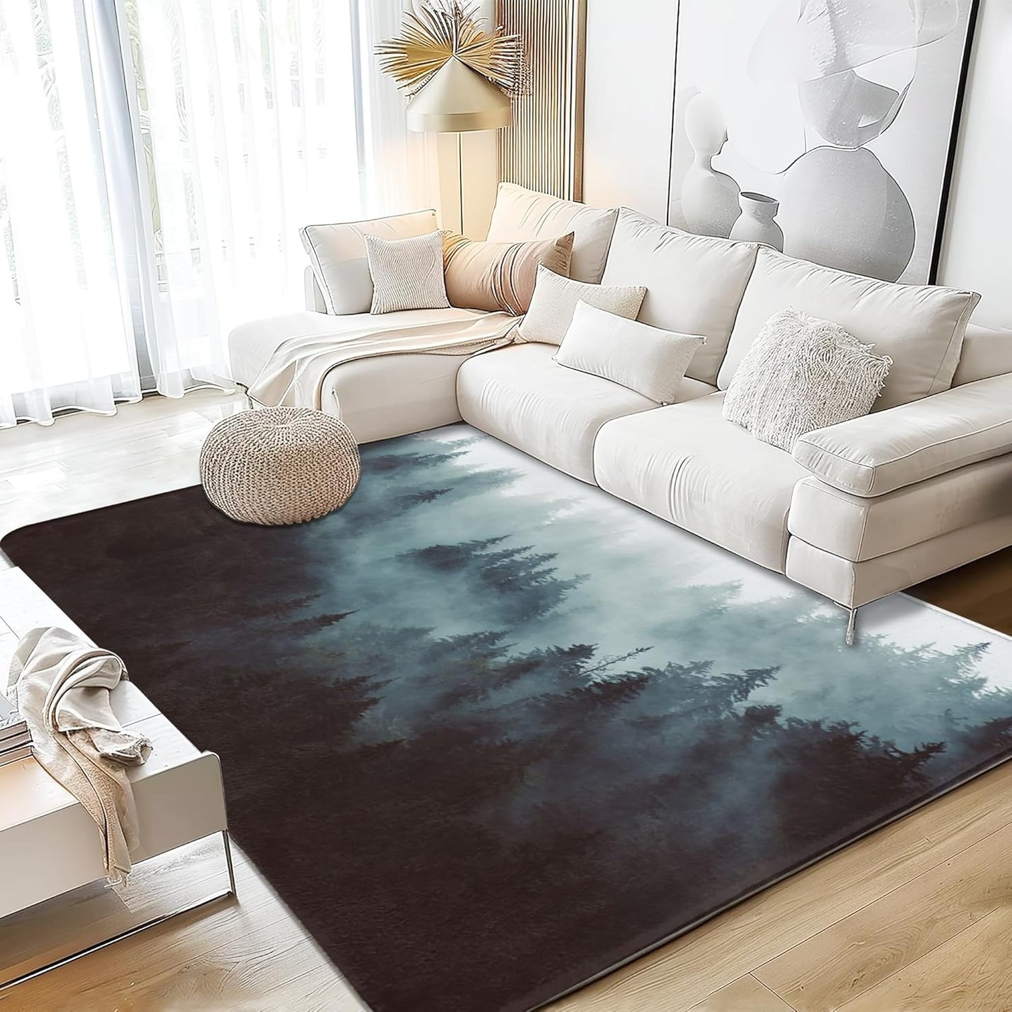 Corals Coastal Rug for Living Room 5x7 Area Rug Washable Non-Slip Rugs for Bedroom Cute Soft Kids Nursery Rug, Nautical Beach Themed Capet for Entryway Office Dining Room