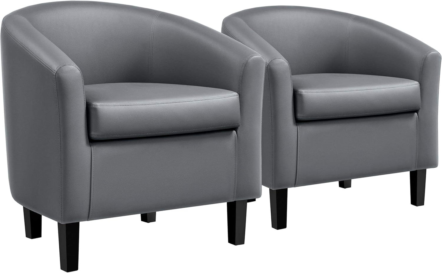 Yaheetech Barrel Chairs Set of 2, Faux Leather Club Armchairs, PU Leather Accent Chairs with Soft Padded Seat for Living Room Bedroom Waiting Reading Room, Black