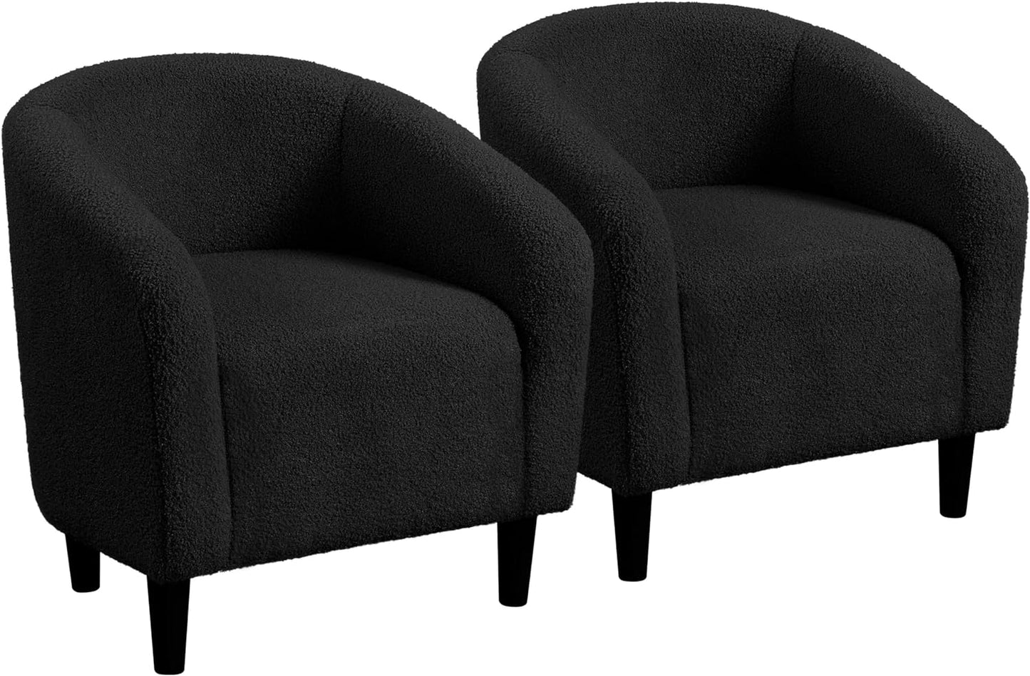 Yaheetech Accent Barrel Chair, Corduroy Fabric Club Chair, Furry Sherpa Elegant Armchair with Cozy Soft Padded for Living Room Bedroom Reception Room Office, Set of 2, Light Gray