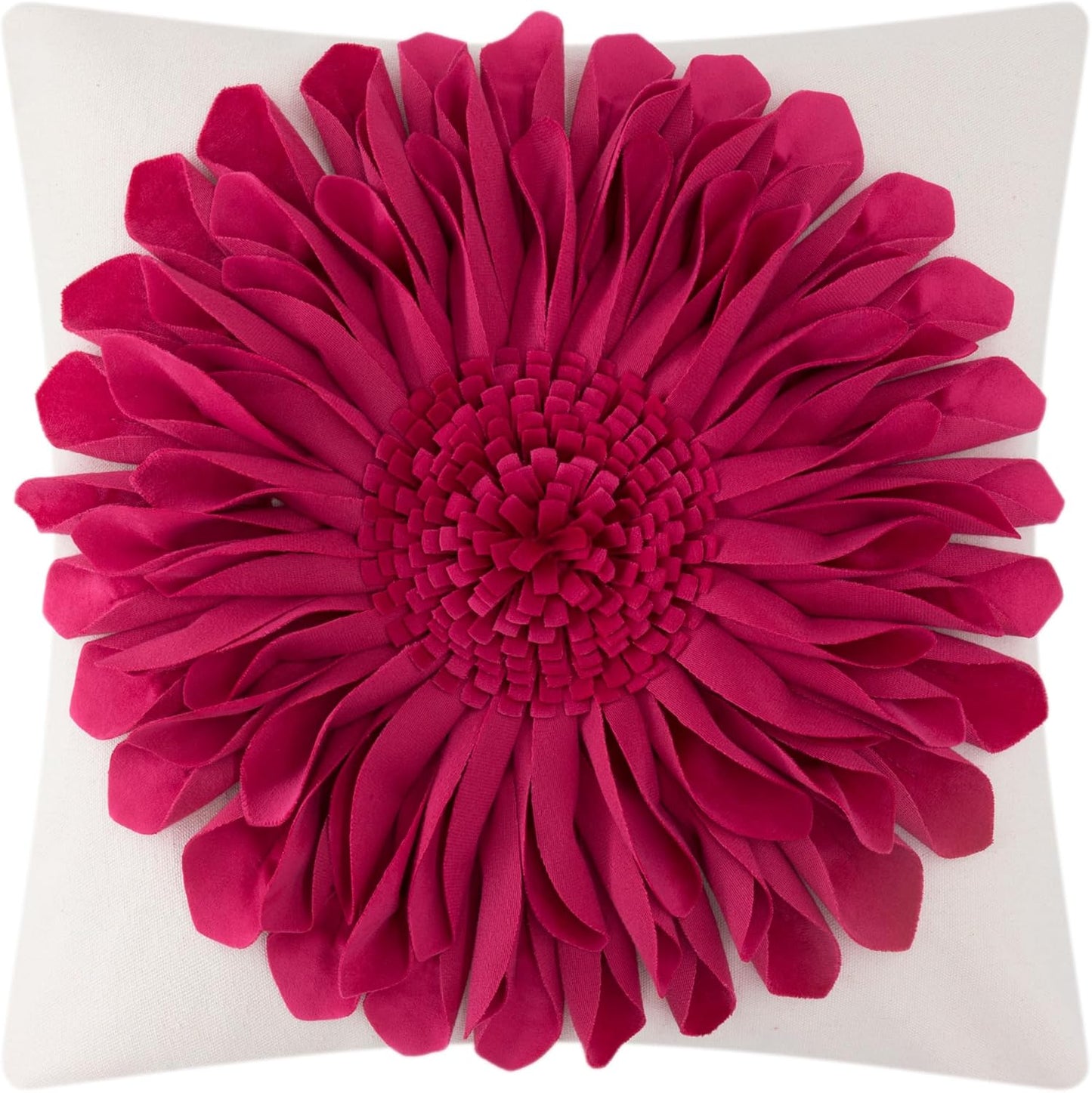 3D Sunflower Handmade Throw Pillow Covers Decorative Floral Pillowcases Cushion Covers for Couch Living Room Home Decor Creamy White 18x18 Inches
