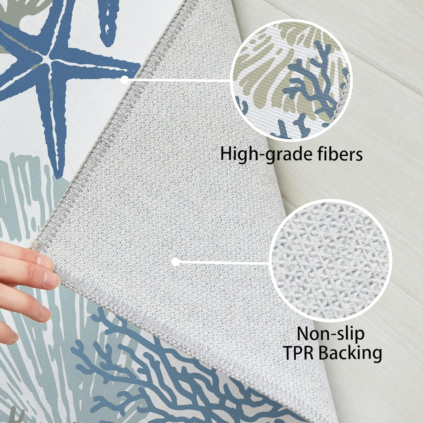 Tritard Coastal Area Rugs Nautical Beach Themed Non-Slip Machine Washable Rugs Modern Floor Carpet for Living Room Bedroom, 4x6, Blue