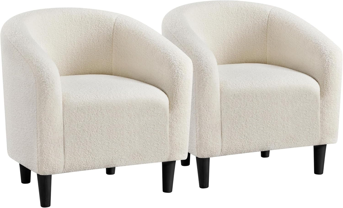 Yaheetech Accent Barrel Chair, Corduroy Fabric Club Chair, Furry Sherpa Elegant Armchair with Cozy Soft Padded for Living Room Bedroom Reception Room Office, Set of 2, Light Gray