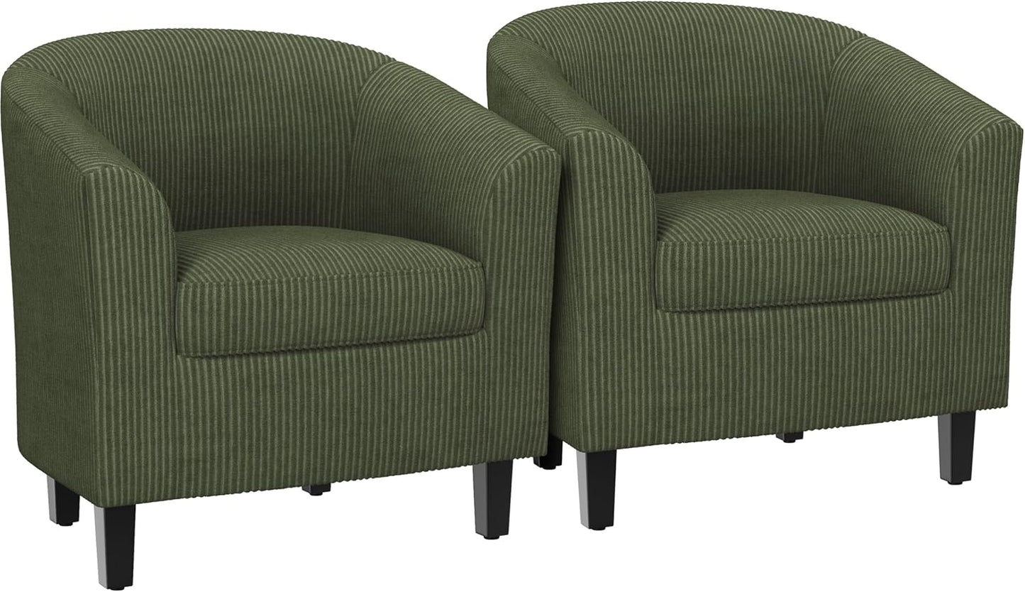 Yaheetech Barrel Chairs Set of 2, Faux Leather Club Armchairs, PU Leather Accent Chairs with Soft Padded Seat for Living Room Bedroom Waiting Reading Room, Black