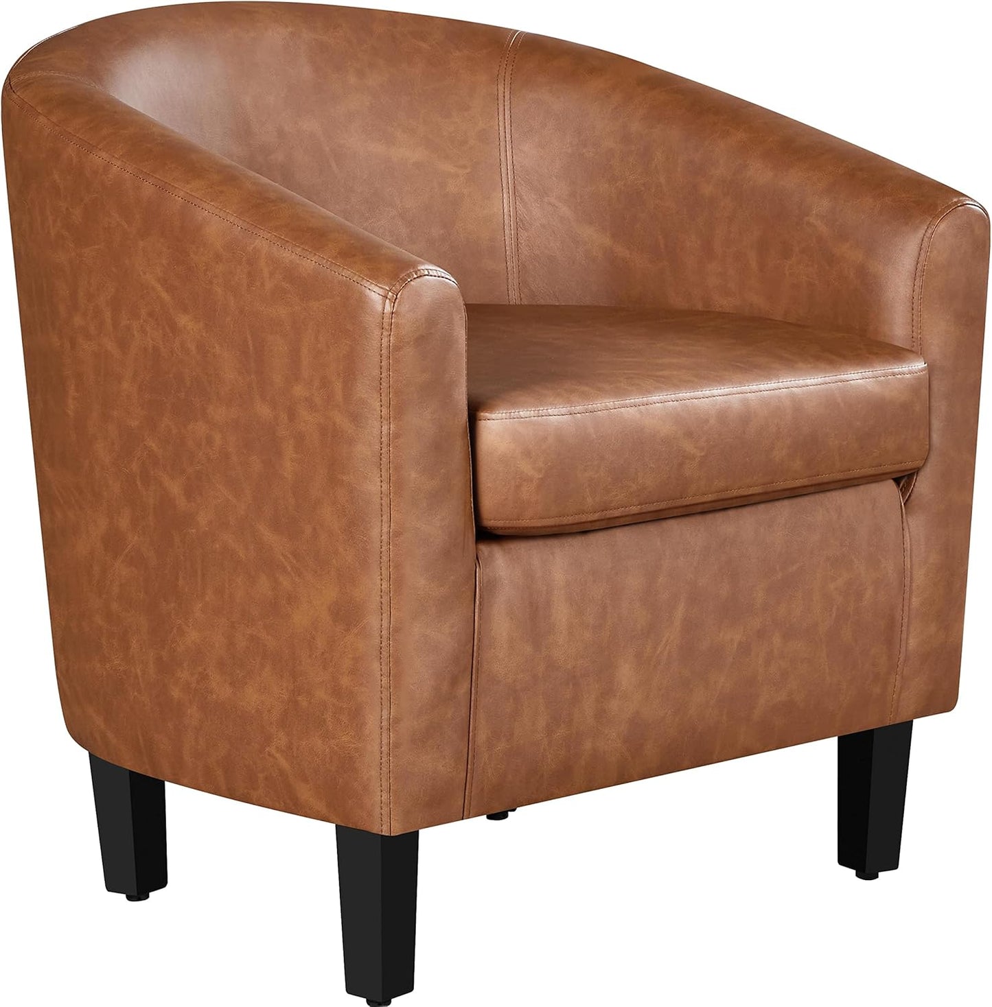 Yaheetech Barrel Chairs Set of 2, Faux Leather Club Armchairs, PU Leather Accent Chairs with Soft Padded Seat for Living Room Bedroom Waiting Reading Room, Black
