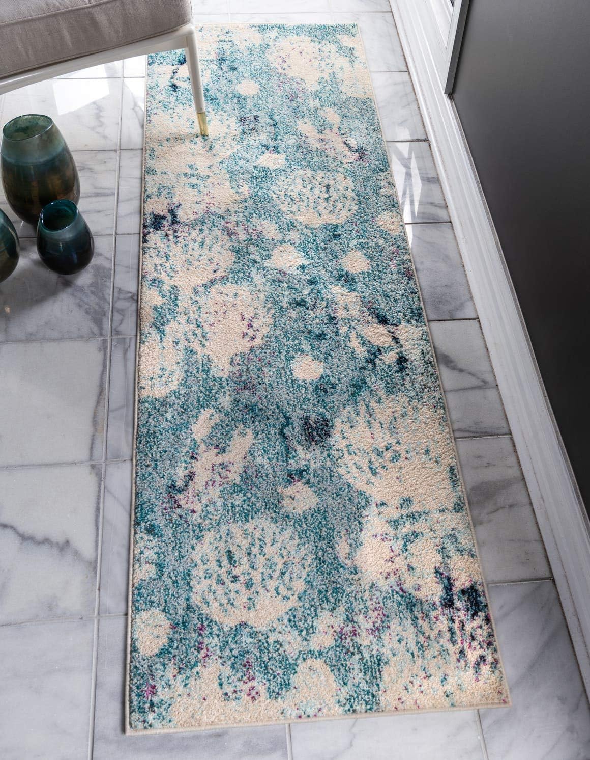 Unique Loom Positano Collection Coastal Modern Coral Lobster Shells Light Blue Area Rug (4' x 6')