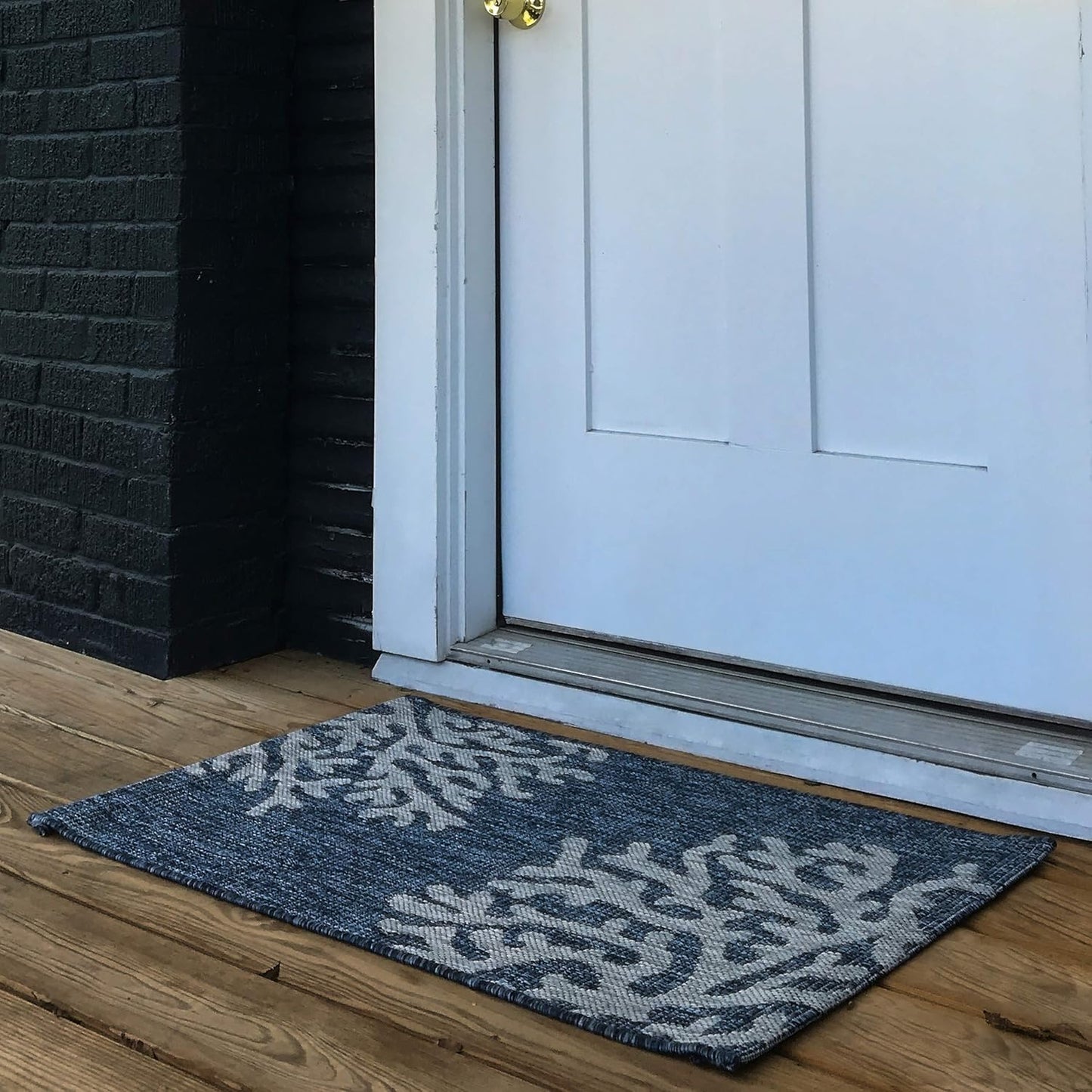 LR Home 5x7 Indoor/Outdoor Area Rug for Home Decor | Coastal Reef Carpet for Living Room, Bedroom, Playroom, Patio, Garden | Modern Farmhouse Rug | Blue/Gray