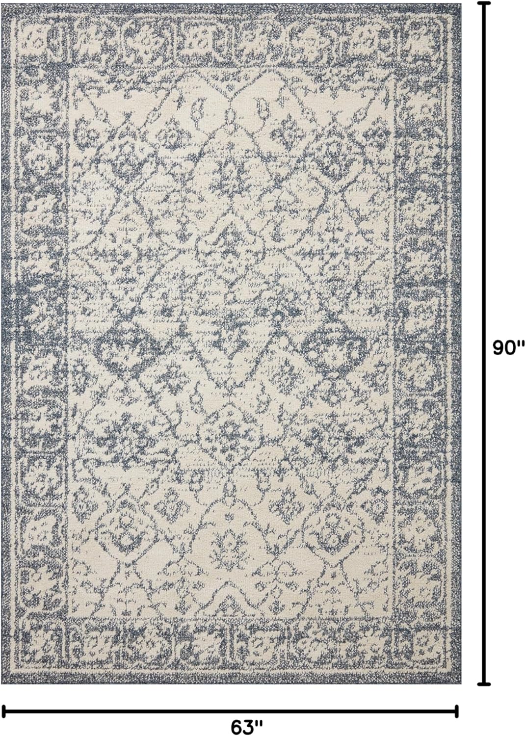 Loloi Magnolia Home by Joanna Gaines Gigi Collection GIG-02 Ivory/Blue 5'-3" x 7'-6" Area Rug