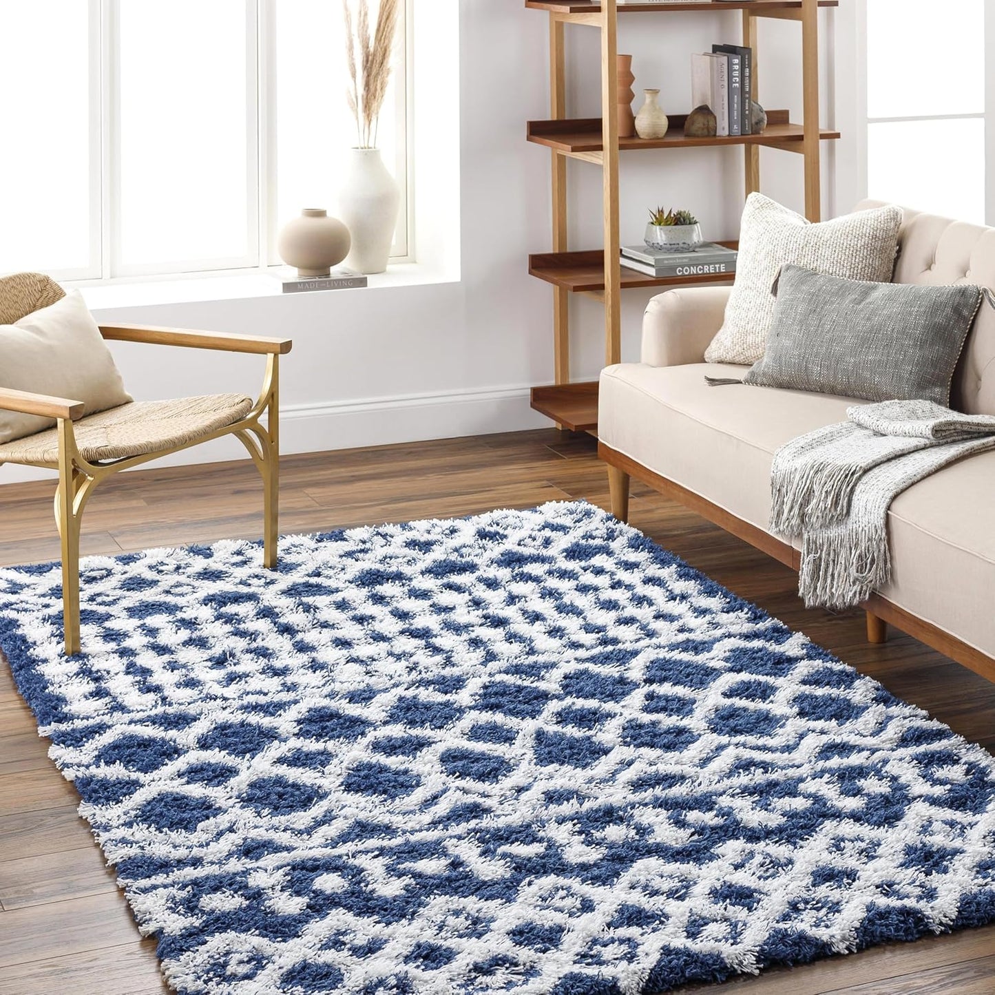 Livabliss Hapsburg Moroccan Shag Area Rug, 6'7" x 9'6", Beige