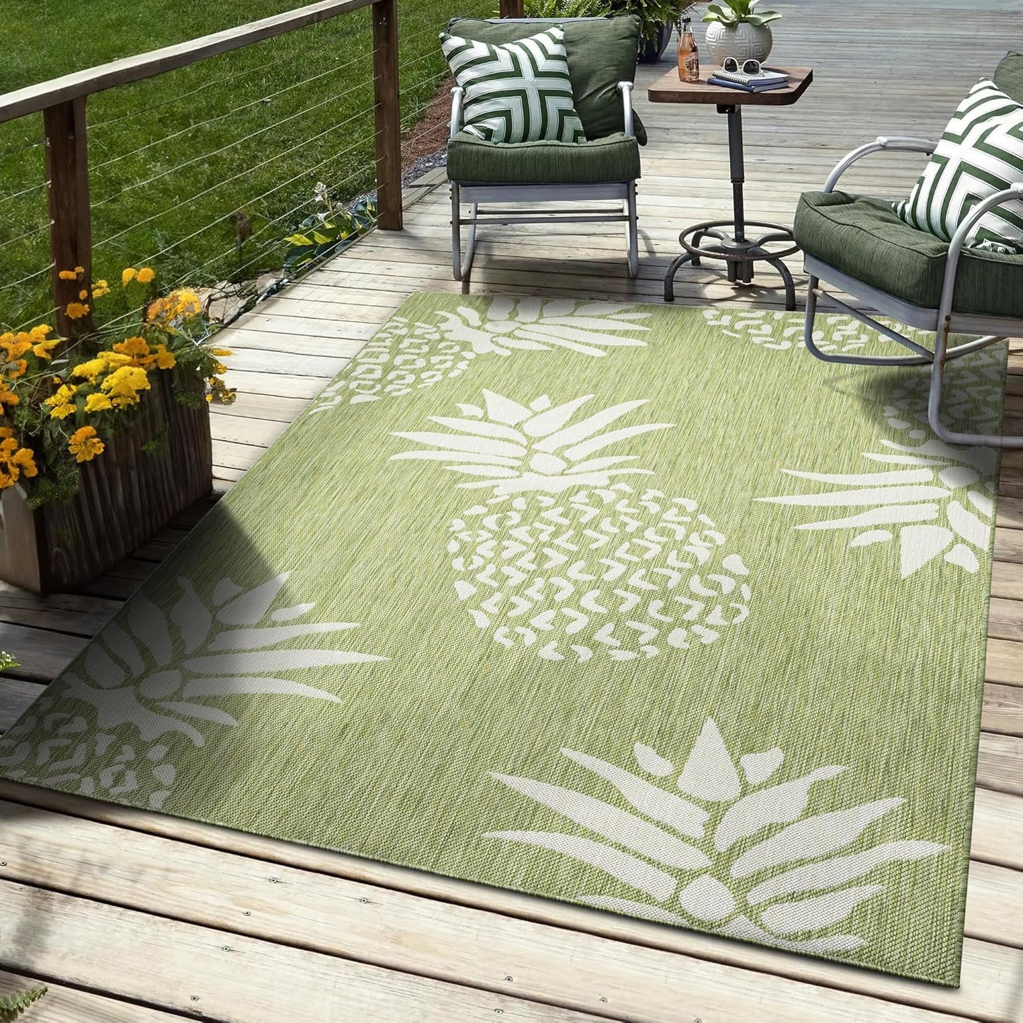 LR Home 5x7 Indoor/Outdoor Area Rug for Home Decor | Coastal Reef Carpet for Living Room, Bedroom, Playroom, Patio, Garden | Modern Farmhouse Rug | Blue/Gray