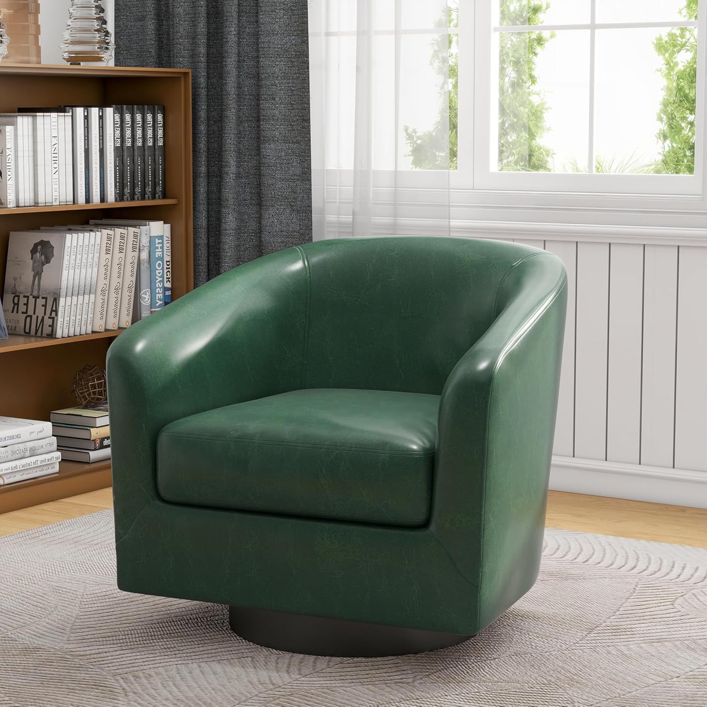 UIXE Swivel Accent Chairs Set of 2, Corduroy Barrel Club Chair Upholstered Armchair for Living Room, Round Arm Chair Bedroom Single Sofa Reading Seat - Camel