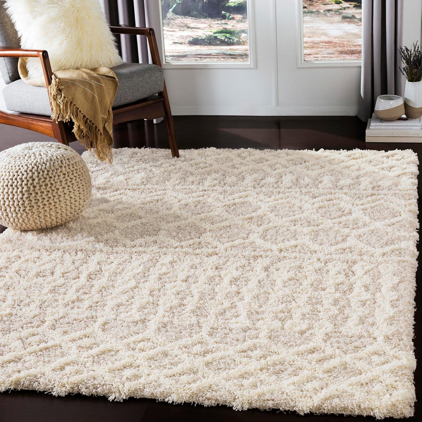Livabliss Hapsburg Moroccan Shag Area Rug, 6'7" x 9'6", Beige