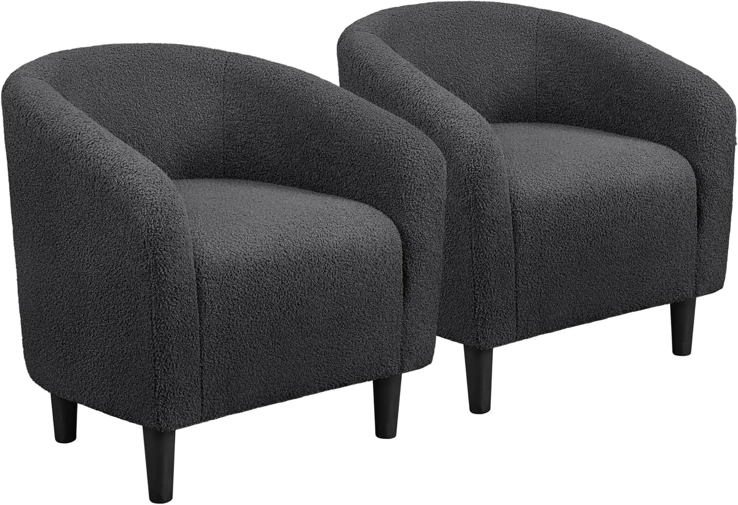 Yaheetech Accent Barrel Chair, Corduroy Fabric Club Chair, Furry Sherpa Elegant Armchair with Cozy Soft Padded for Living Room Bedroom Reception Room Office, Set of 2, Light Gray