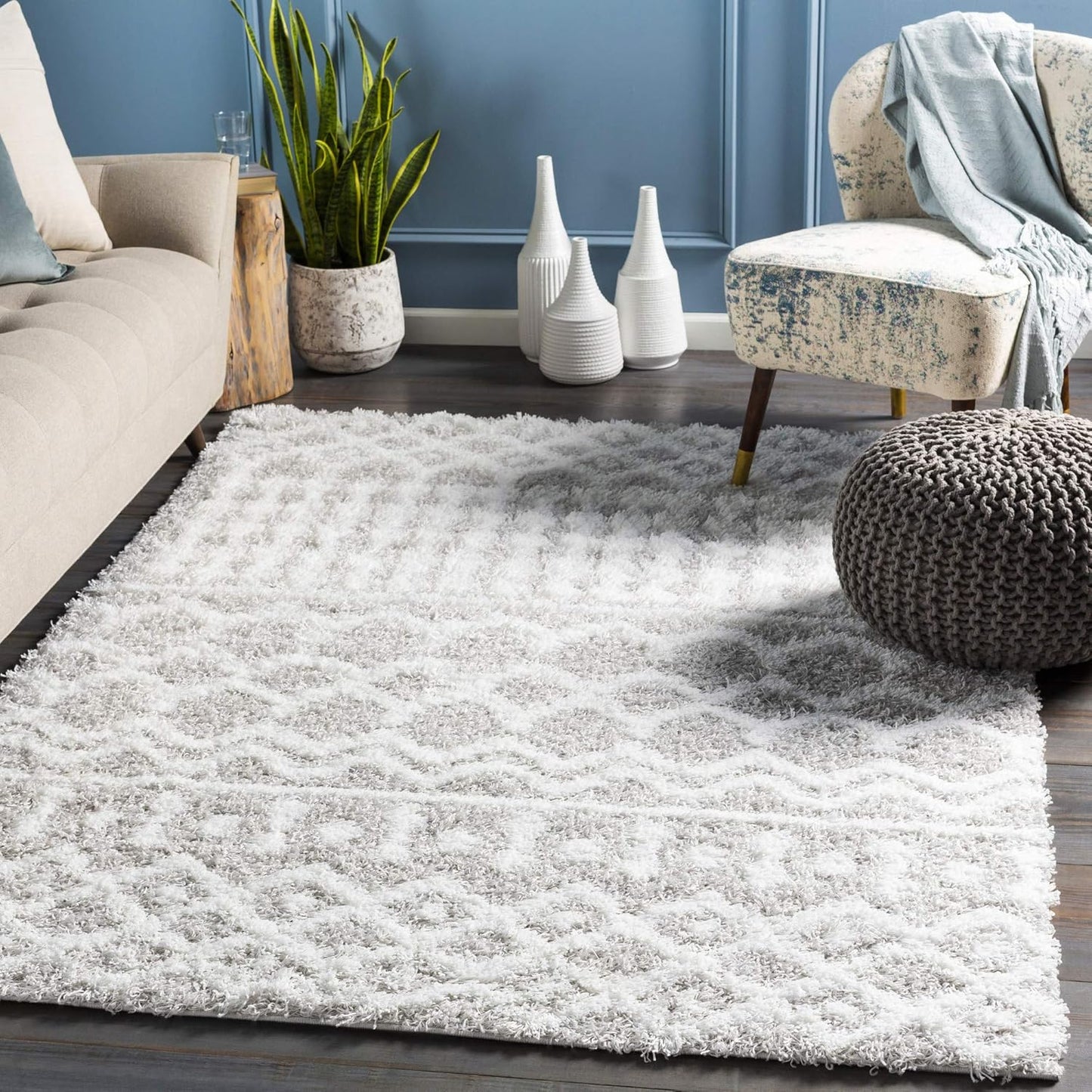 Livabliss Hapsburg Moroccan Shag Area Rug, 6'7" x 9'6", Beige