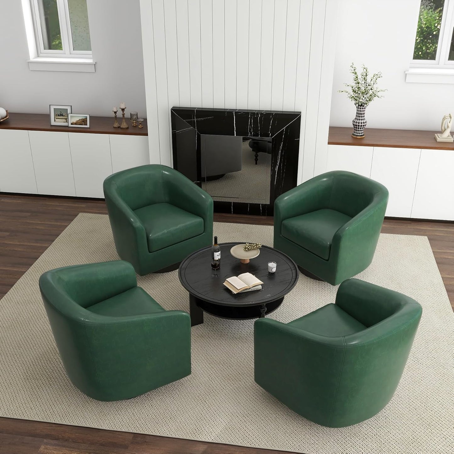UIXE Swivel Accent Chairs Set of 2, Corduroy Barrel Club Chair Upholstered Armchair for Living Room, Round Arm Chair Bedroom Single Sofa Reading Seat - Camel