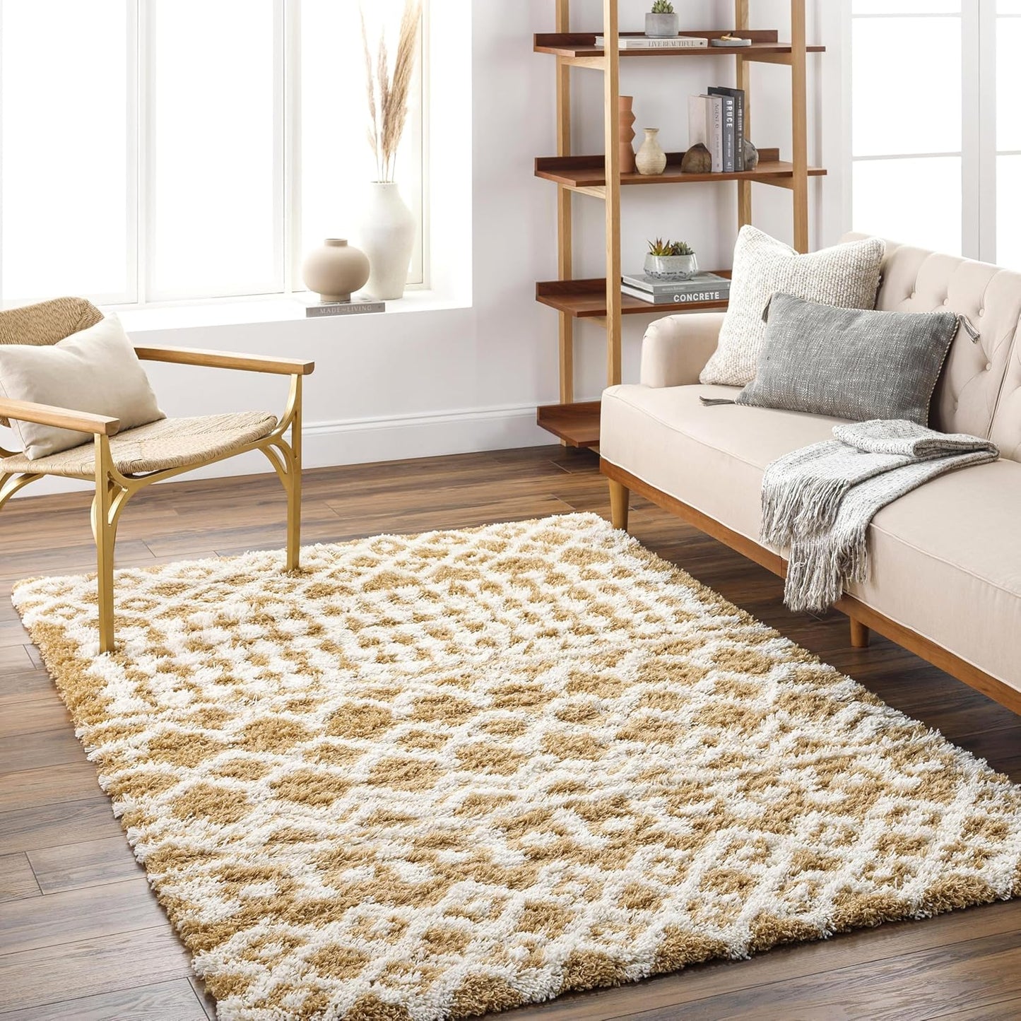 Livabliss Hapsburg Moroccan Shag Area Rug, 6'7" x 9'6", Beige