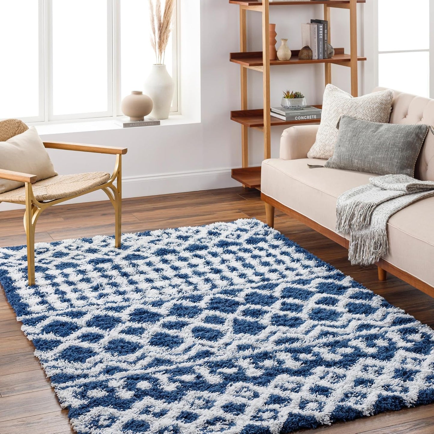 Livabliss Hapsburg Moroccan Shag Area Rug, 6'7" x 9'6", Beige