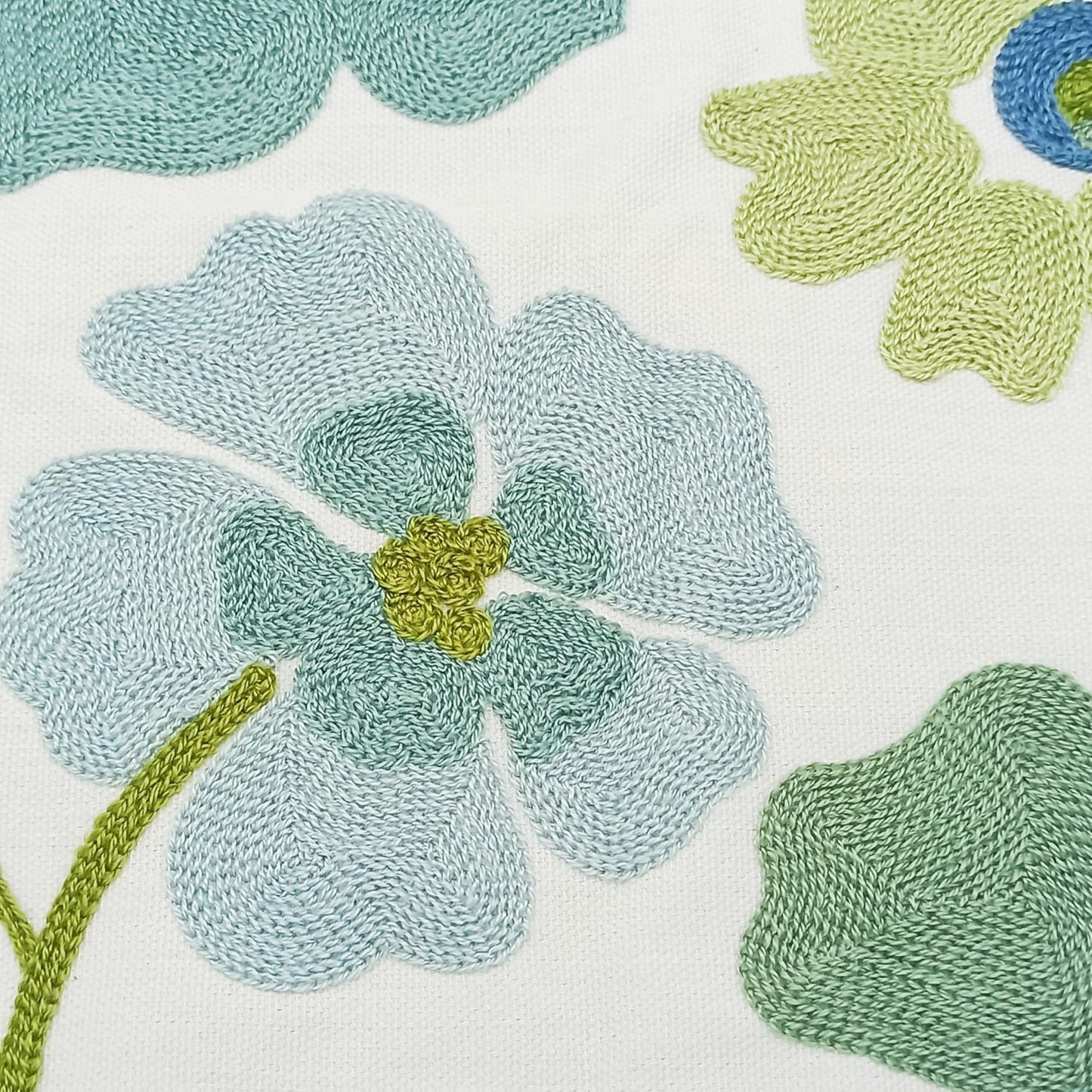 Embroidered Throw Pillow Covers, Pack of 2 Blue Flowers Patterned Pillowcases for Couch Sofa Bedroom, Decorative Pillow Covers 18x18 inch(Blue Flowers)