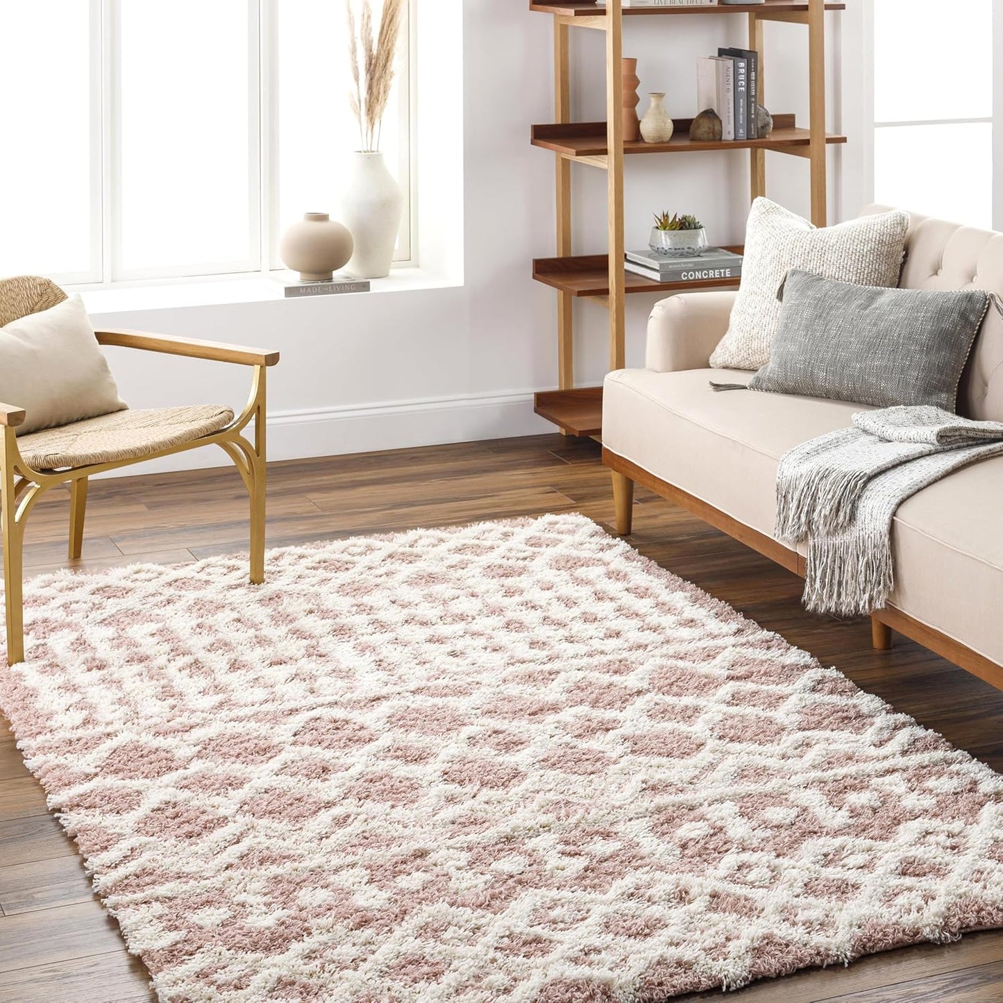 Livabliss Hapsburg Moroccan Shag Area Rug, 6'7" x 9'6", Beige