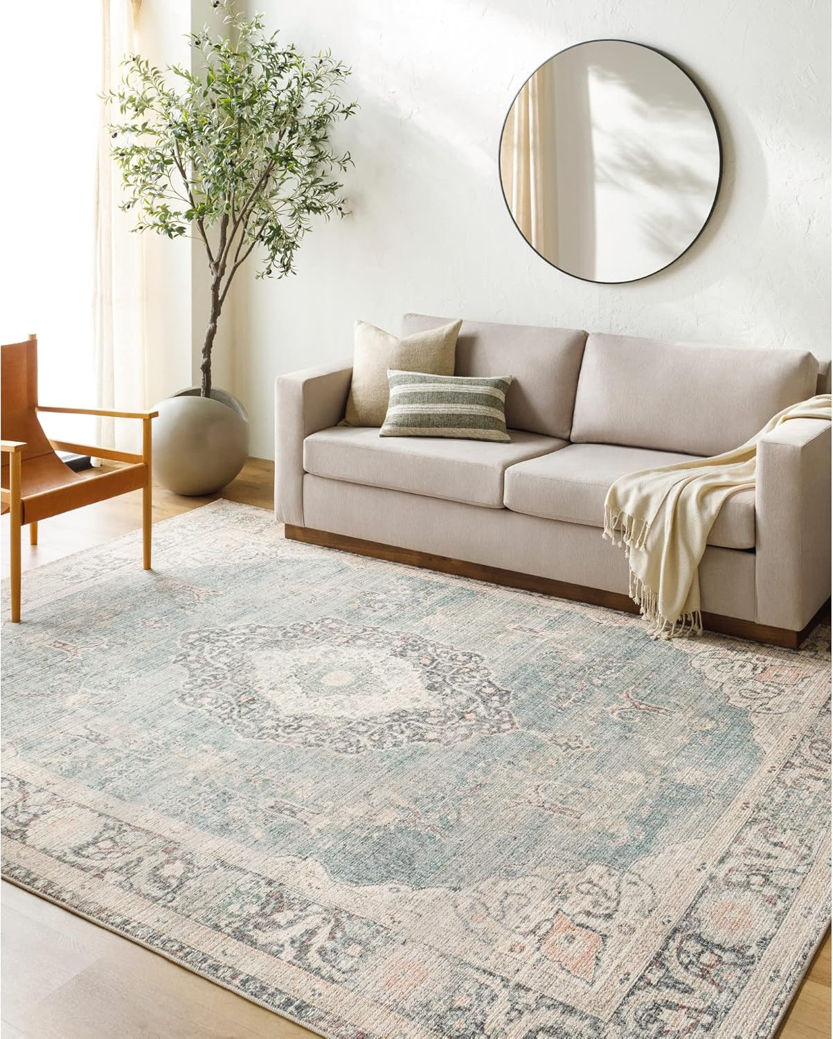 Livabliss x Becki Owens Marlene Vintage Area Rug, 3'10" x 5'7", Blue/Tan, (4' x 6')