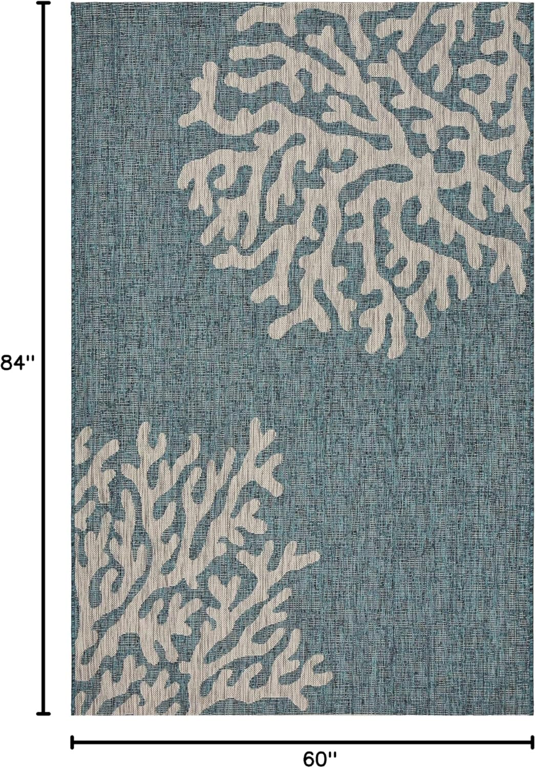 LR Home 5x7 Indoor/Outdoor Area Rug for Home Decor | Coastal Reef Carpet for Living Room, Bedroom, Playroom, Patio, Garden | Modern Farmhouse Rug | Blue/Gray