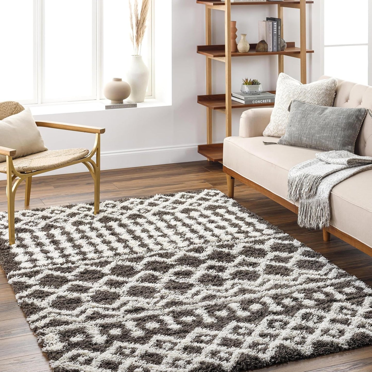 Livabliss Hapsburg Moroccan Shag Area Rug, 6'7" x 9'6", Beige