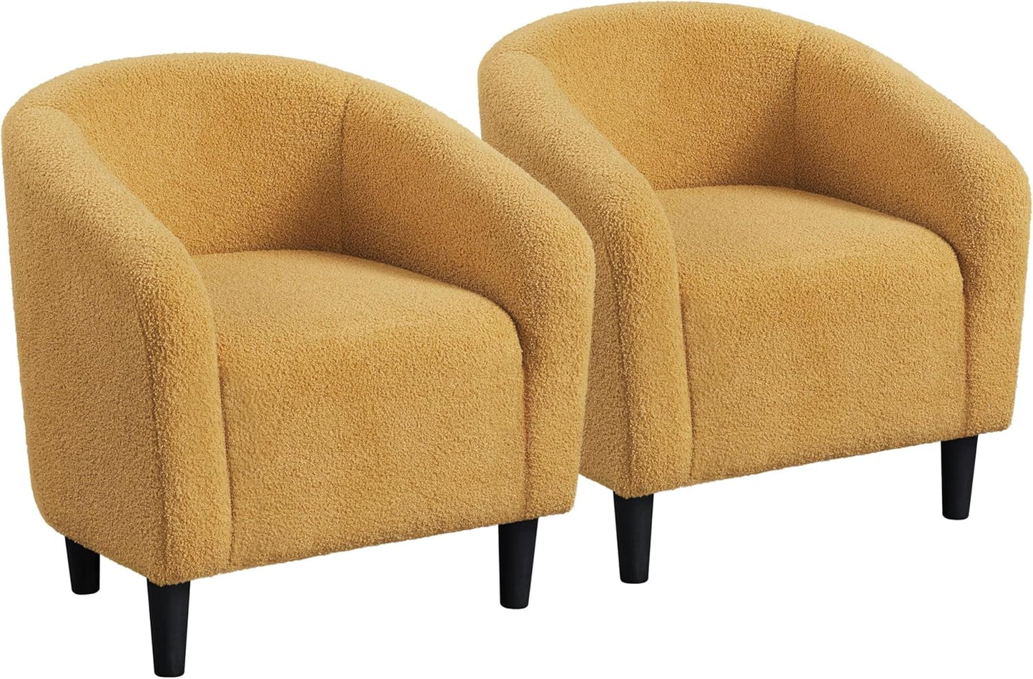 Yaheetech Accent Barrel Chair, Corduroy Fabric Club Chair, Furry Sherpa Elegant Armchair with Cozy Soft Padded for Living Room Bedroom Reception Room Office, Set of 2, Light Gray