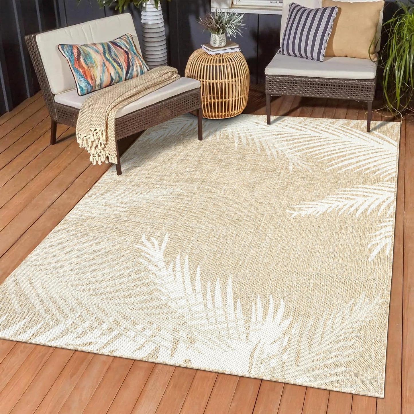 LR Home 5x7 Indoor/Outdoor Area Rug for Home Decor | Coastal Reef Carpet for Living Room, Bedroom, Playroom, Patio, Garden | Modern Farmhouse Rug | Blue/Gray