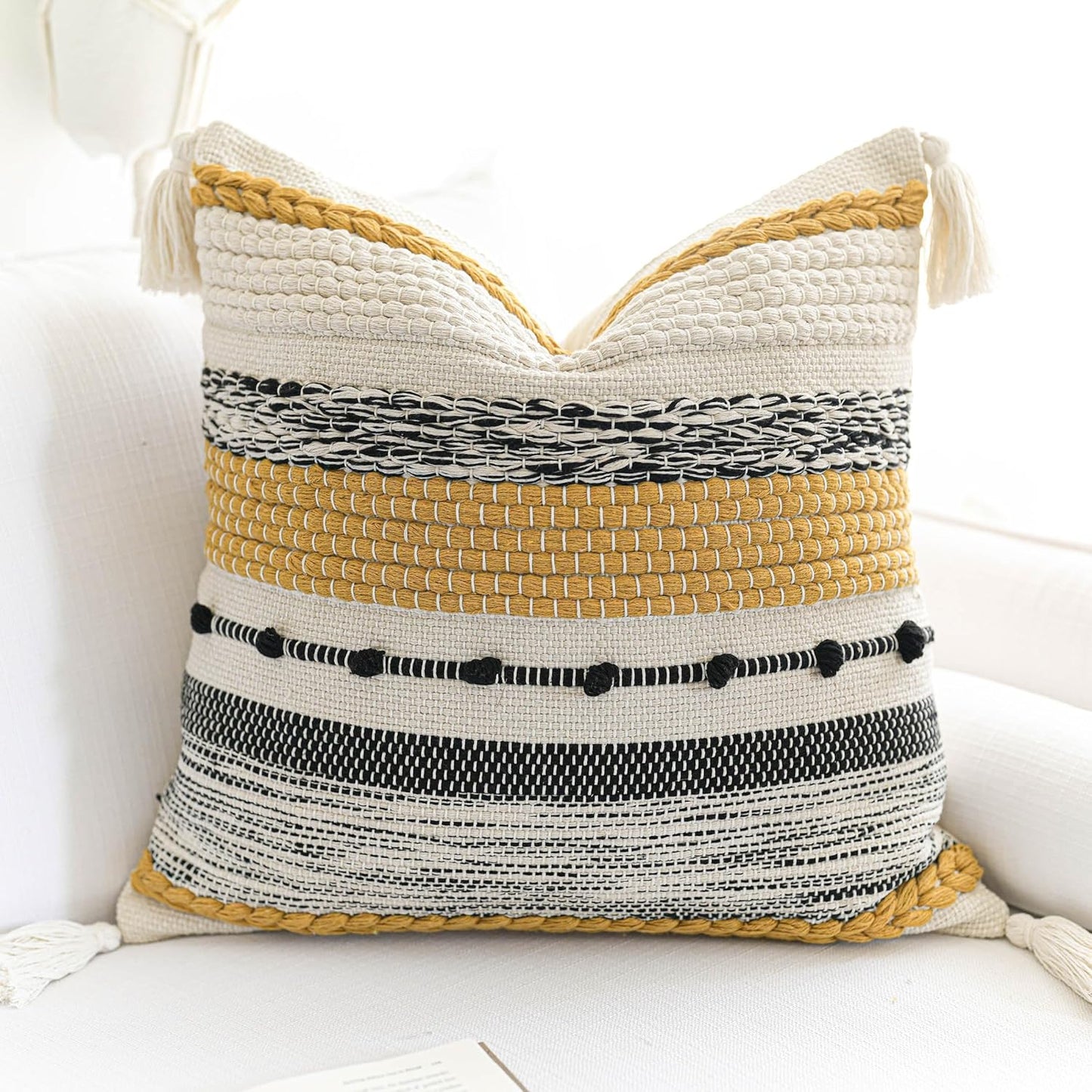 Gray Boho Lumbar Throw Pillow Cover 14x36 Grey Accent Long Body Lumbar Pillow for Bed Decorative Modern Bohemian Woven Textured Lumbar Pillow for Bed Cover ONLY